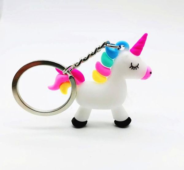 by dhl 100pcslot 2020 pvc silicone unicorn keychains lovely rainbow unicorn keyrings gifts9169734, Slivery;golden